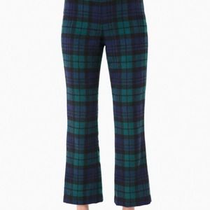 Tuckernuck NWT Women's Blue/Green Wool Blend Plaid Lined Straight Leg Pants Sz S